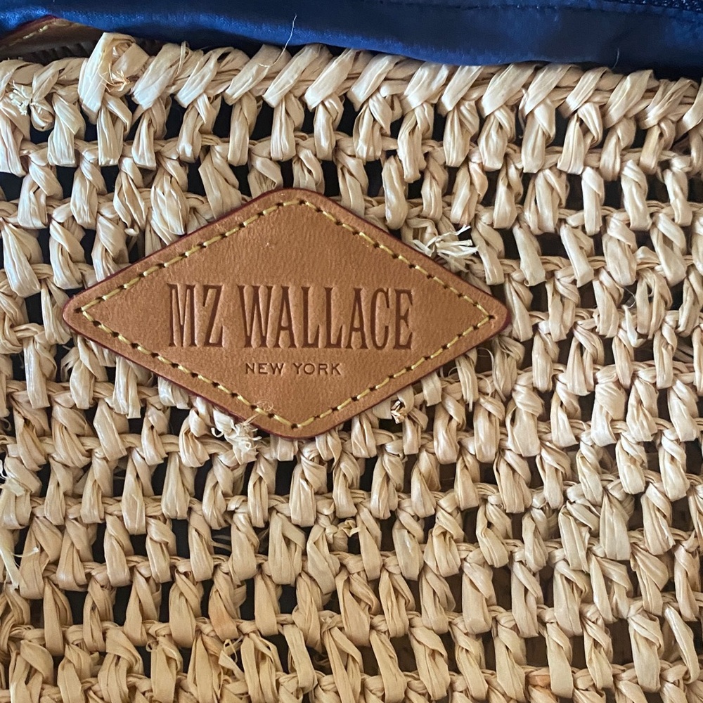 MZ Wallace Rafia Tan and Navy Tote Bag - Picture 5 of 7